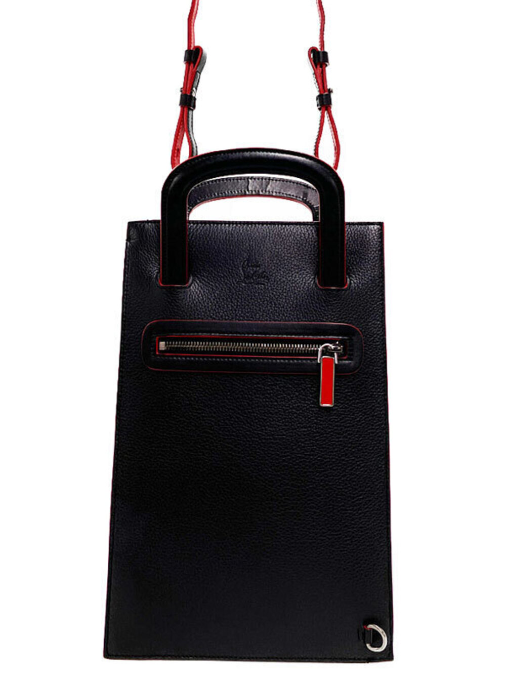 Christian Louboutin black calfskin Trictrac portfolio bag top handles zip